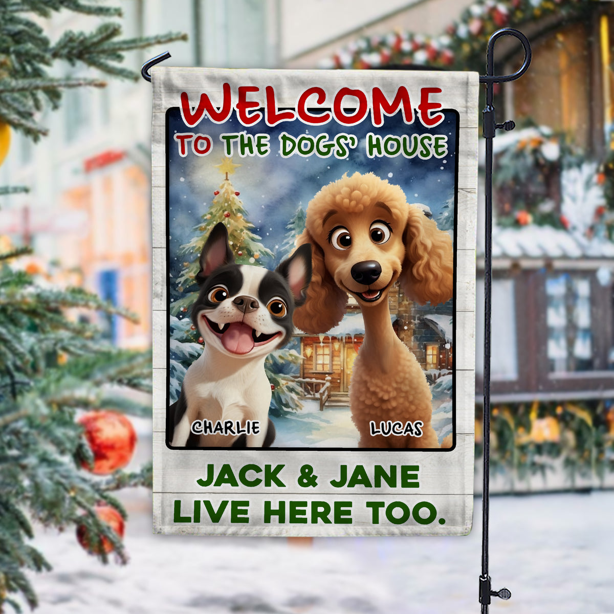 Custom 3D Cute Dog Welcome To The Dog House Decorative Personalized Garden Flag HA75 897936