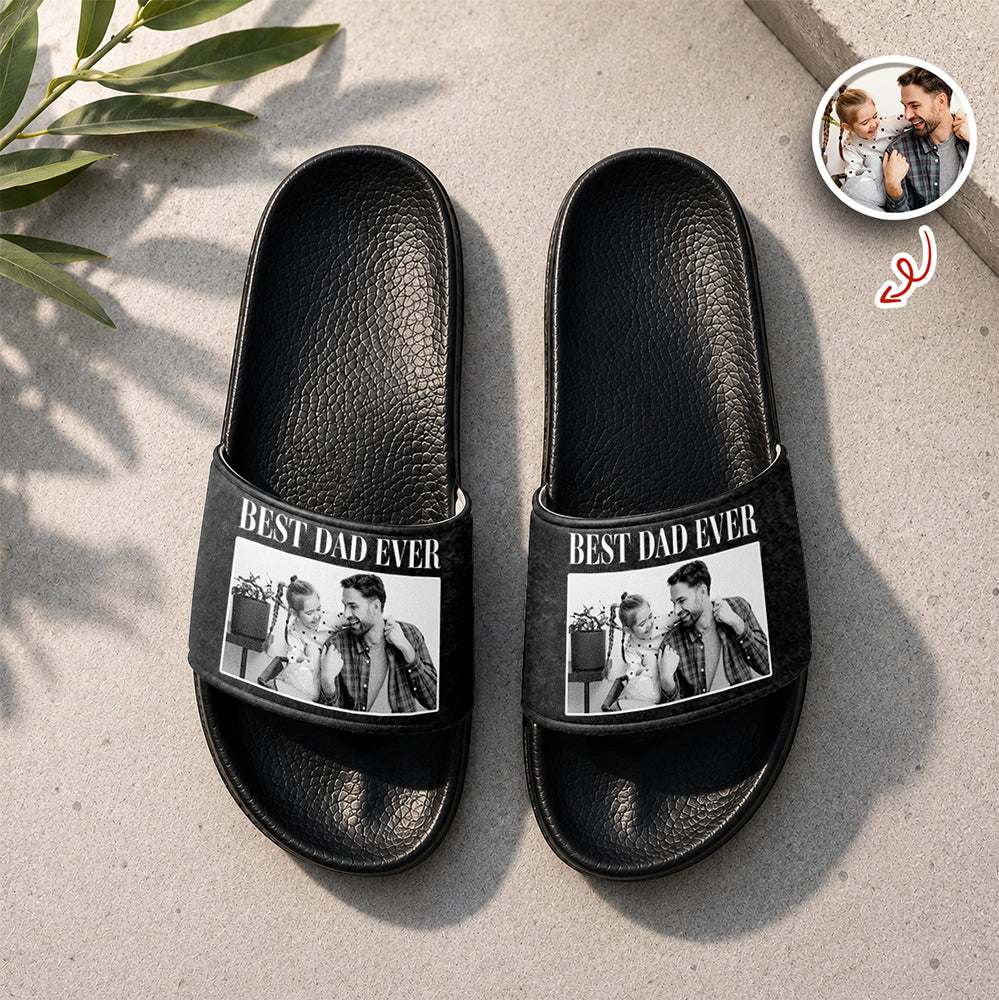 Custom Photo Best Dad Ever, Best Mom Ever Slide Sandals - Gift For Dad Mom, Father's Day HA75 921492
