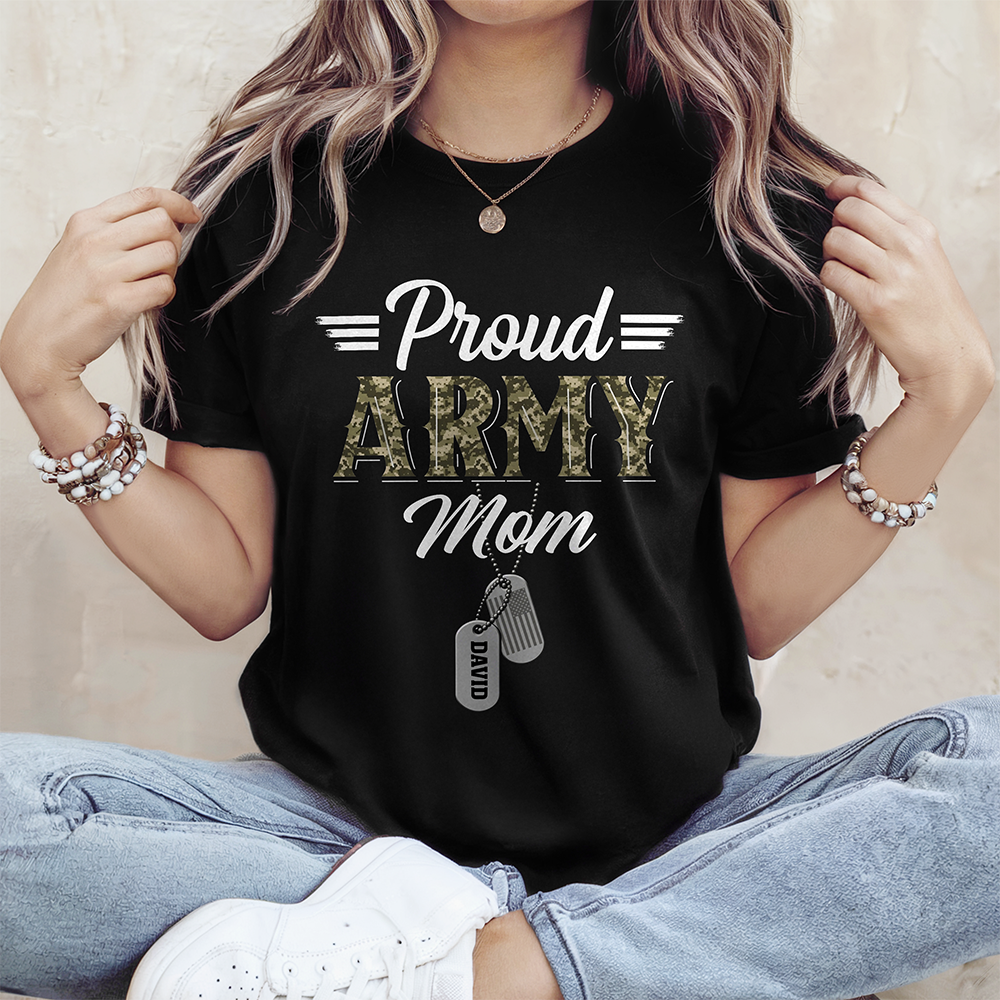 Custom Name Soldier Proud Mom, Proud Dad Shirt – Personalized Family Military Dark Shirt HA75 921064