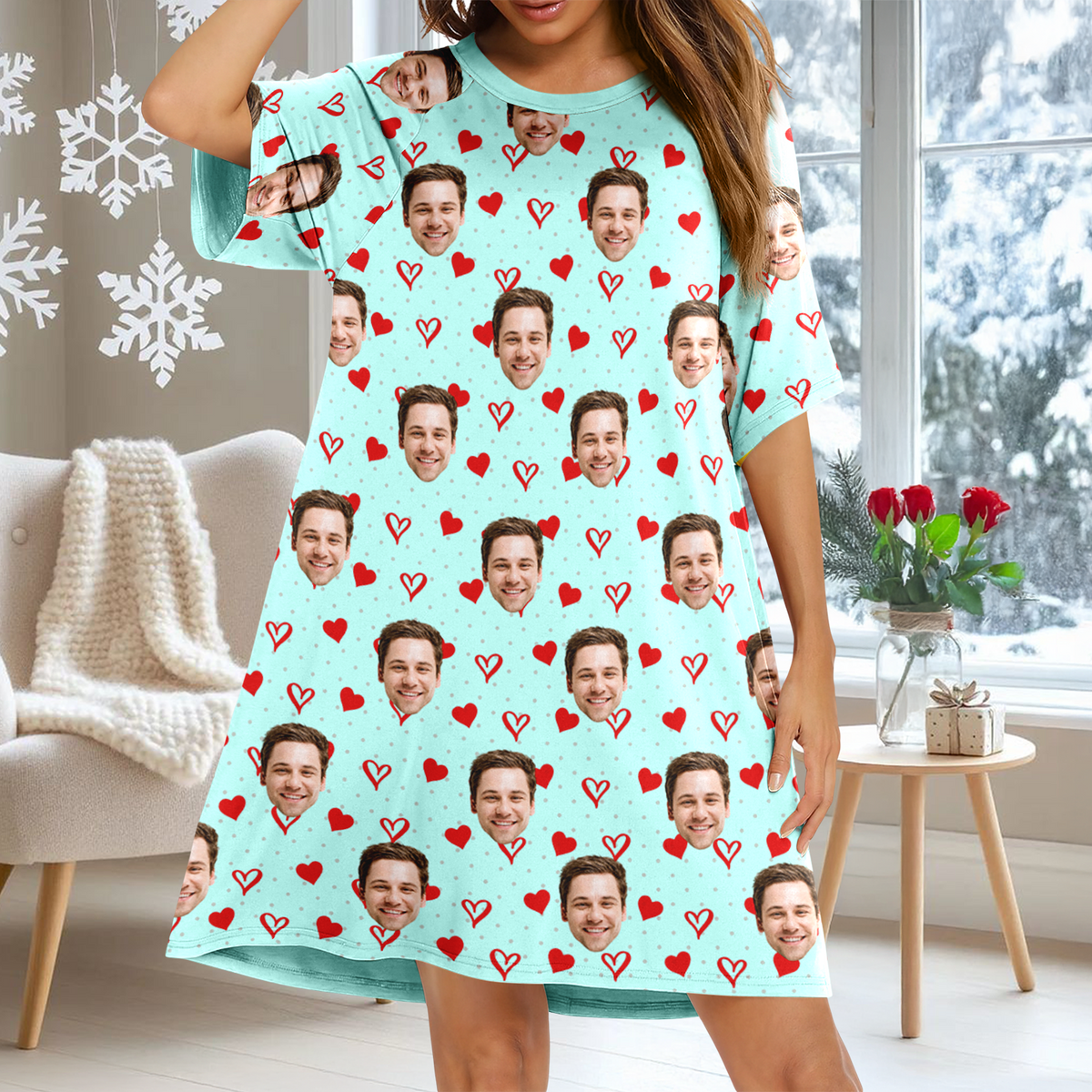 Custom Funny Face Nightgown Gift For Wife, Girlfriend CH07 910364