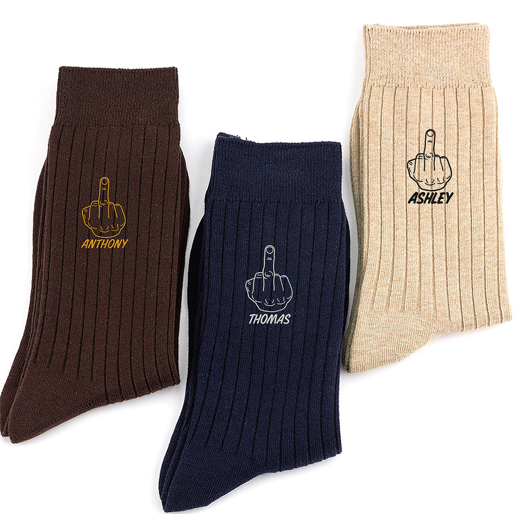 Custom Name Middle Finger Embroidered Socks Meme Fun Gift HA75 921918