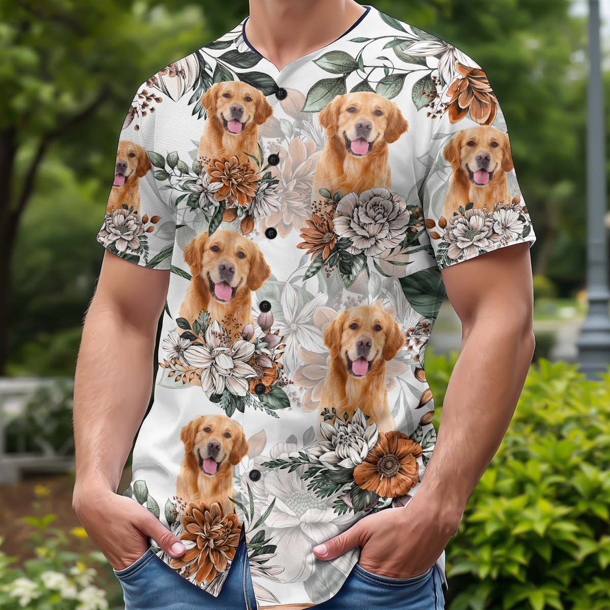Custom Dog Photo Hawaiian Style Baseball Jersey Shirt For Dog Lovers HO82 894260