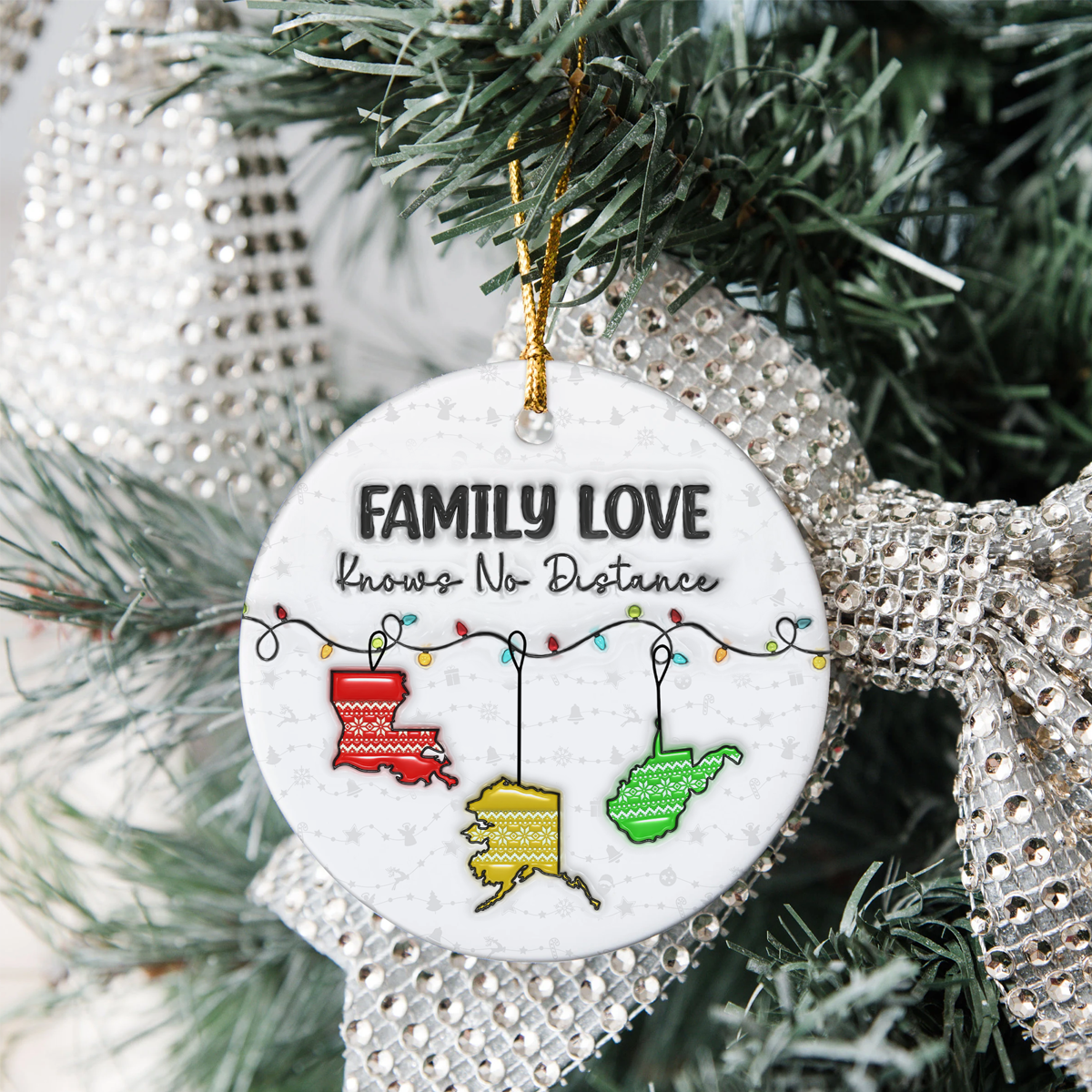 Family Love Knows No Distance 3D Inflated Effect Ceramic Ornament Personalized Gift HO82 894552