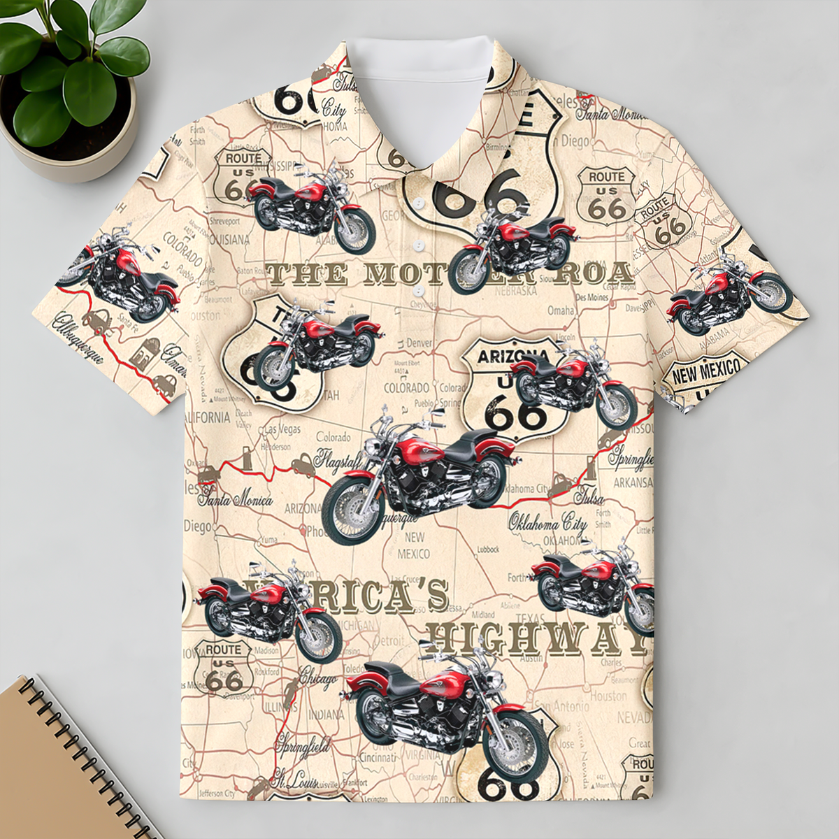 Custom Motorcycle Photo Route 66 For Motorcycle Lover Polo Shirt CH07 895682