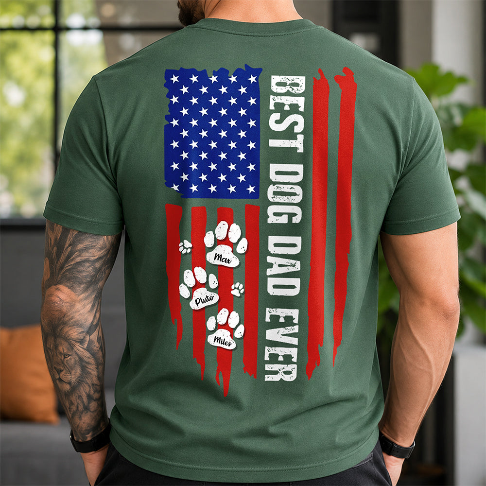 Personalized Best Dog Dad Ever Paw American Back Comfort Shirt HA75 921630