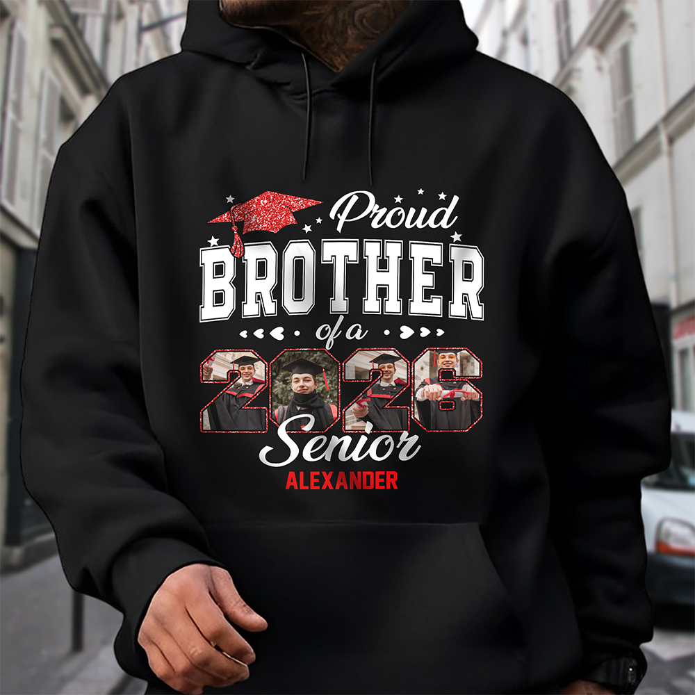 Custom Photo Proud Family Of A 2026 Senior Graduation Dark Shirt HA75 920478