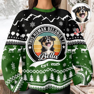 Custom Photo Human Belongs Dog Ugly Sweater For Pet Lovers HO82 900020