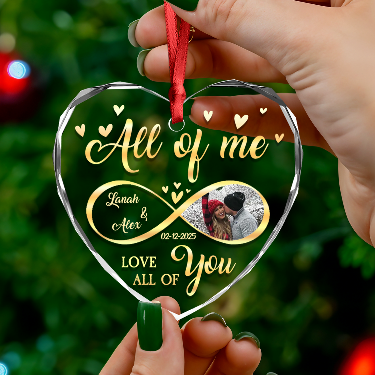 Custom Photo All Of Me Loves All Off You Couple Heart Shape Glass Ornament HA75 892836