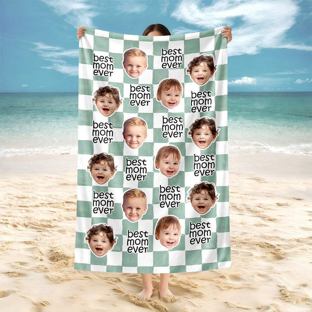 Custom Baby Face Best Dad Ever, Best Mom Ever Beach Towel - Personalized Pet Lover Gift TH10 169931