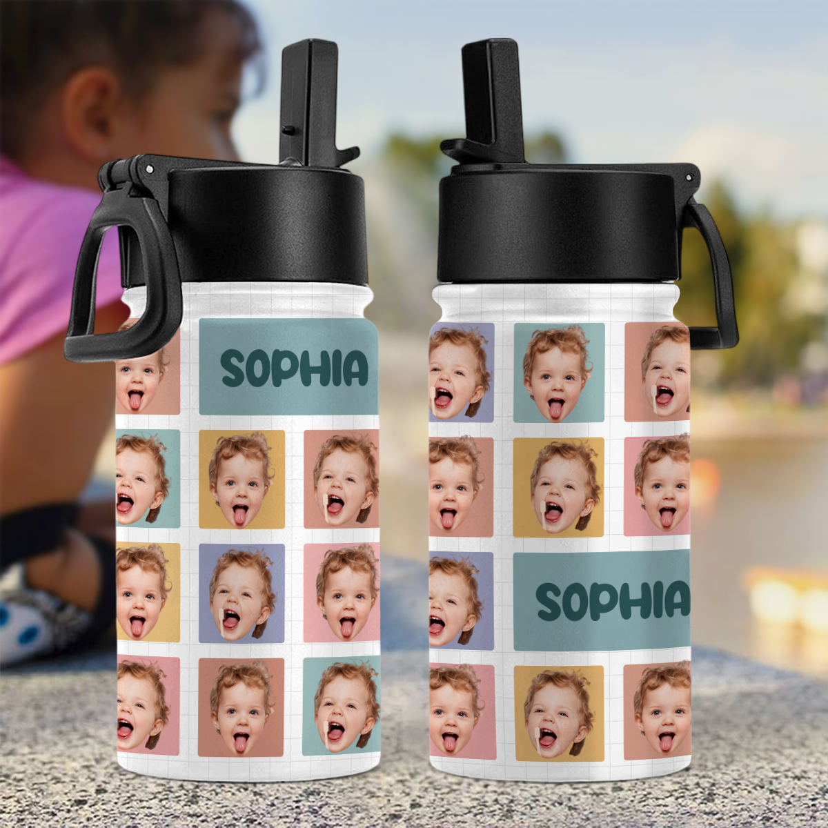Custom Photo And Name For Kid Back To School Water Bottle TH10 894189