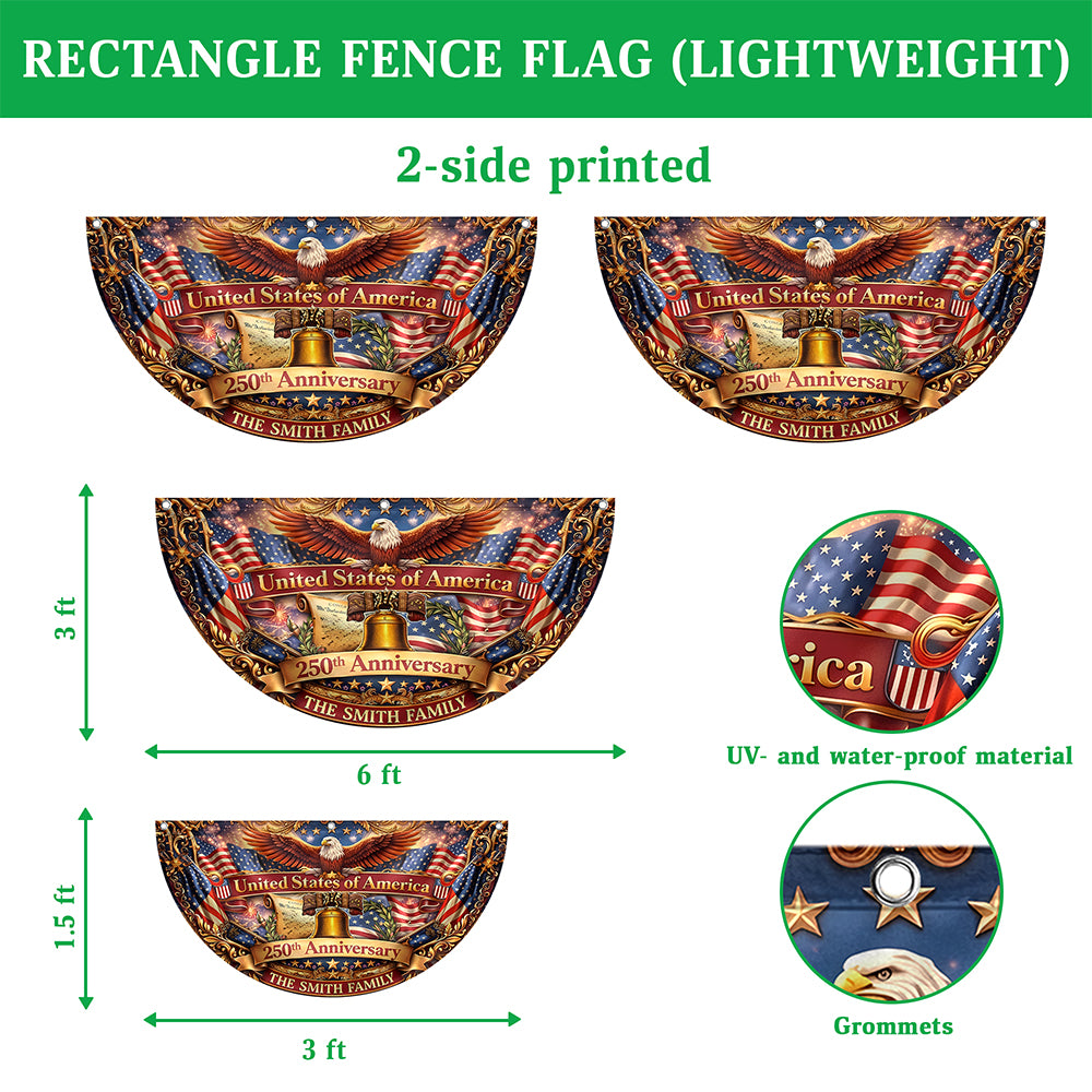 Custom Family Name United States Of America 1776-2026 250th Anniversary Eagle Non-Pleated Fan Flag LM32 669343