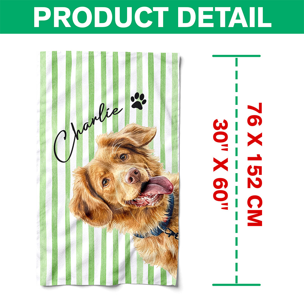 Custom Dog Portrait Beach Towel - Personalized Pet Lover Gift CH07 911466