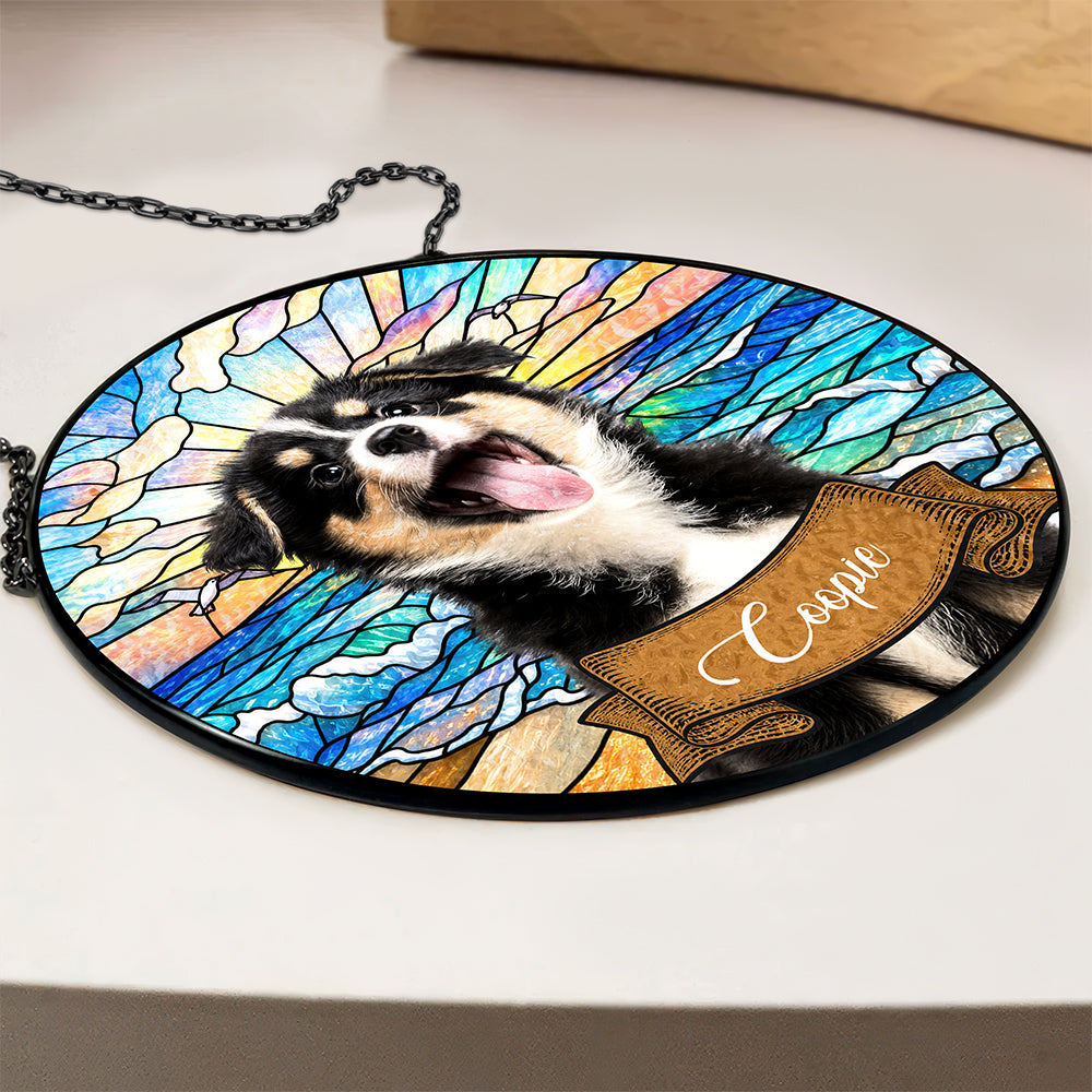 Custom Dog Portrait Stained Glass Suncatcher Gift For Dog Mom CH07 180168