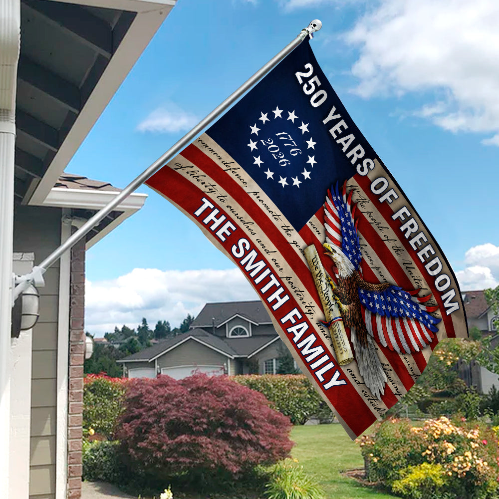 Custom Family Name USA 250 Years of Freedom House Flag HO82 901602
