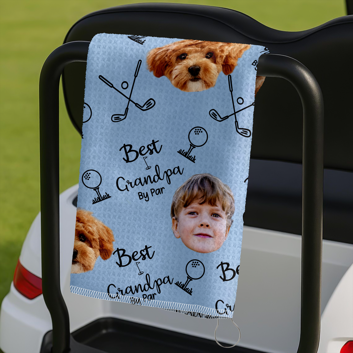 Custom Face Photo Best Dad By Par Dog Family Golf Towel LM32 893643