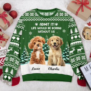 Custom Dog Photo Admit it! Life Would Be Boring Without Us Christmas Ugly Sweater CH07 896606