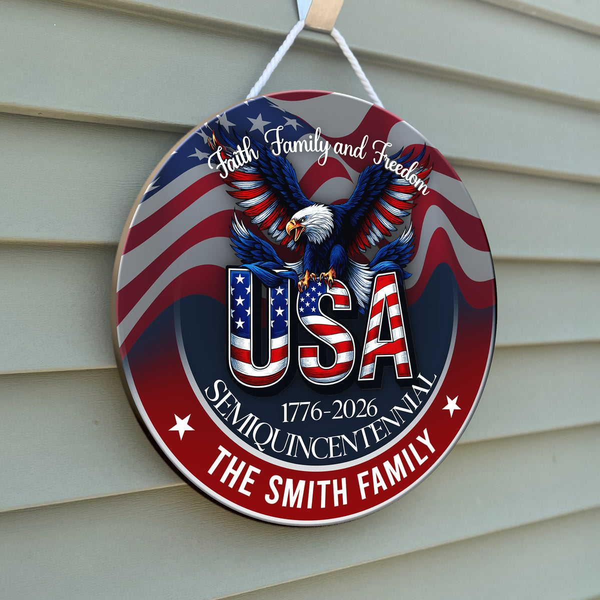 Custom Name Faith, Family & Freedom America 250 Years Personalized Door Sign HA75 898484