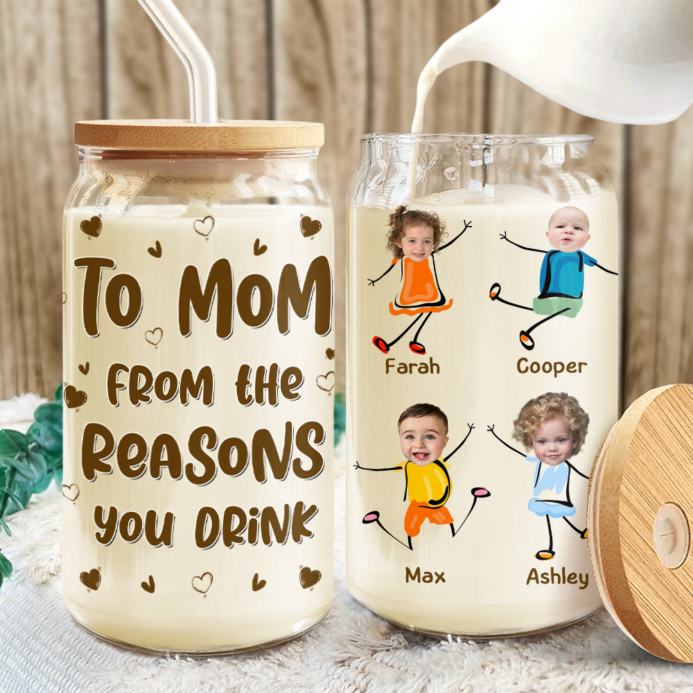 Happy Mother's Day Custom Photo From The Reasons You Drink Glass Can With Lid HO82 893576