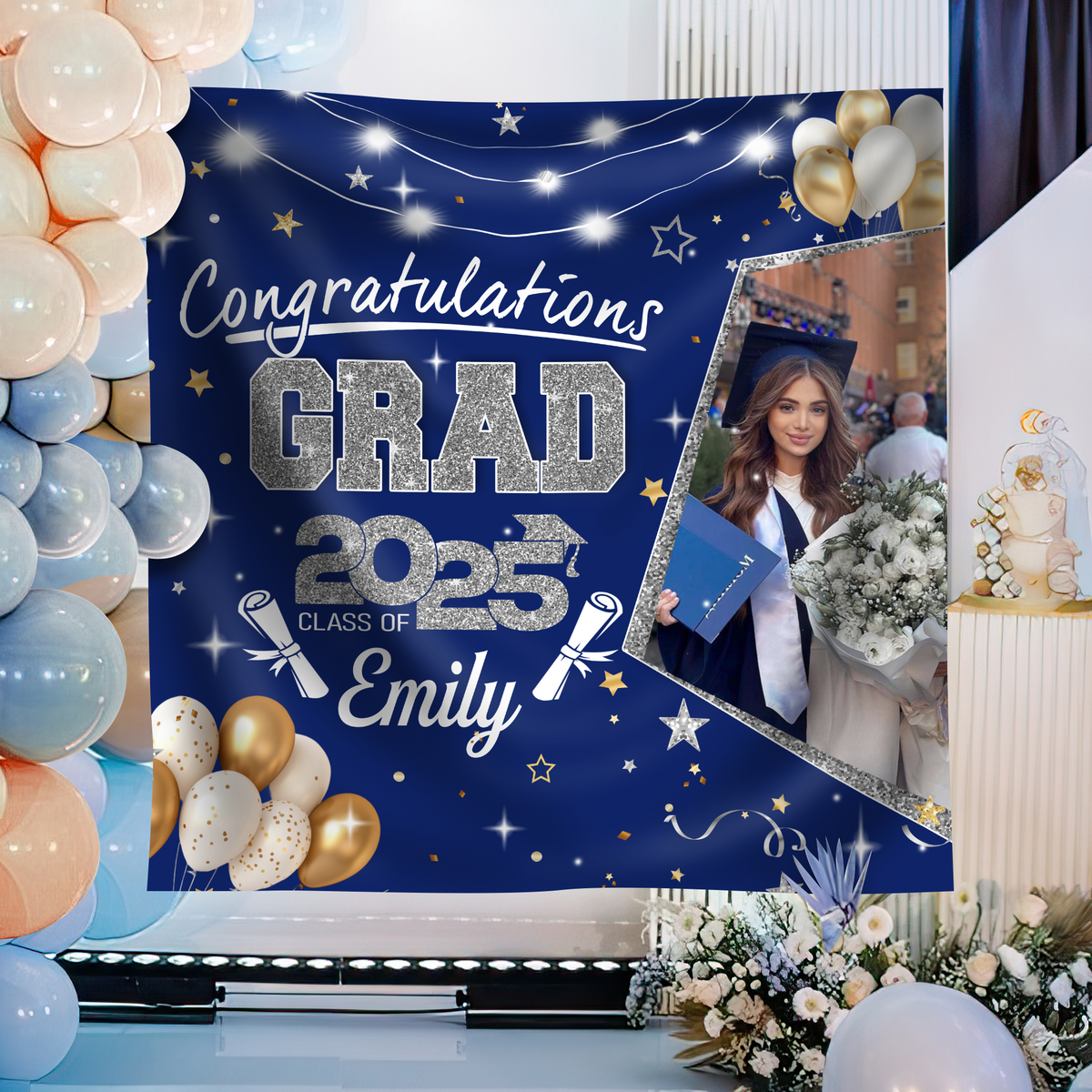 Custom Photo Party Decorations 2025 Congratulations Grad Backdrop HO82 893622