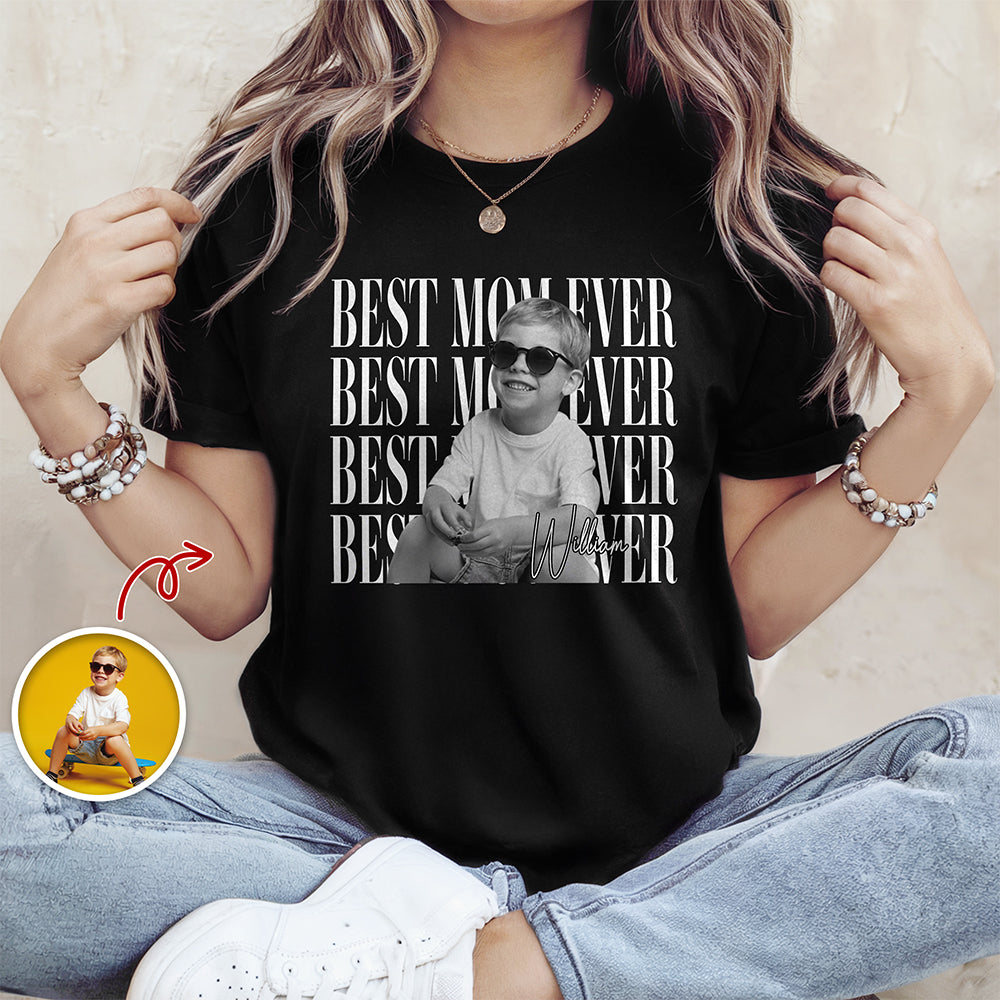Personalized Vintage Photo Best Mom Ever Family Dark Shirt HA75 921586