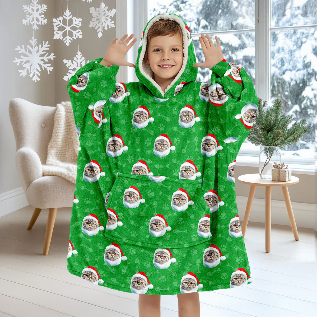 Custom Photo Cat Pattern Hoodie Blanket HA75 898280
