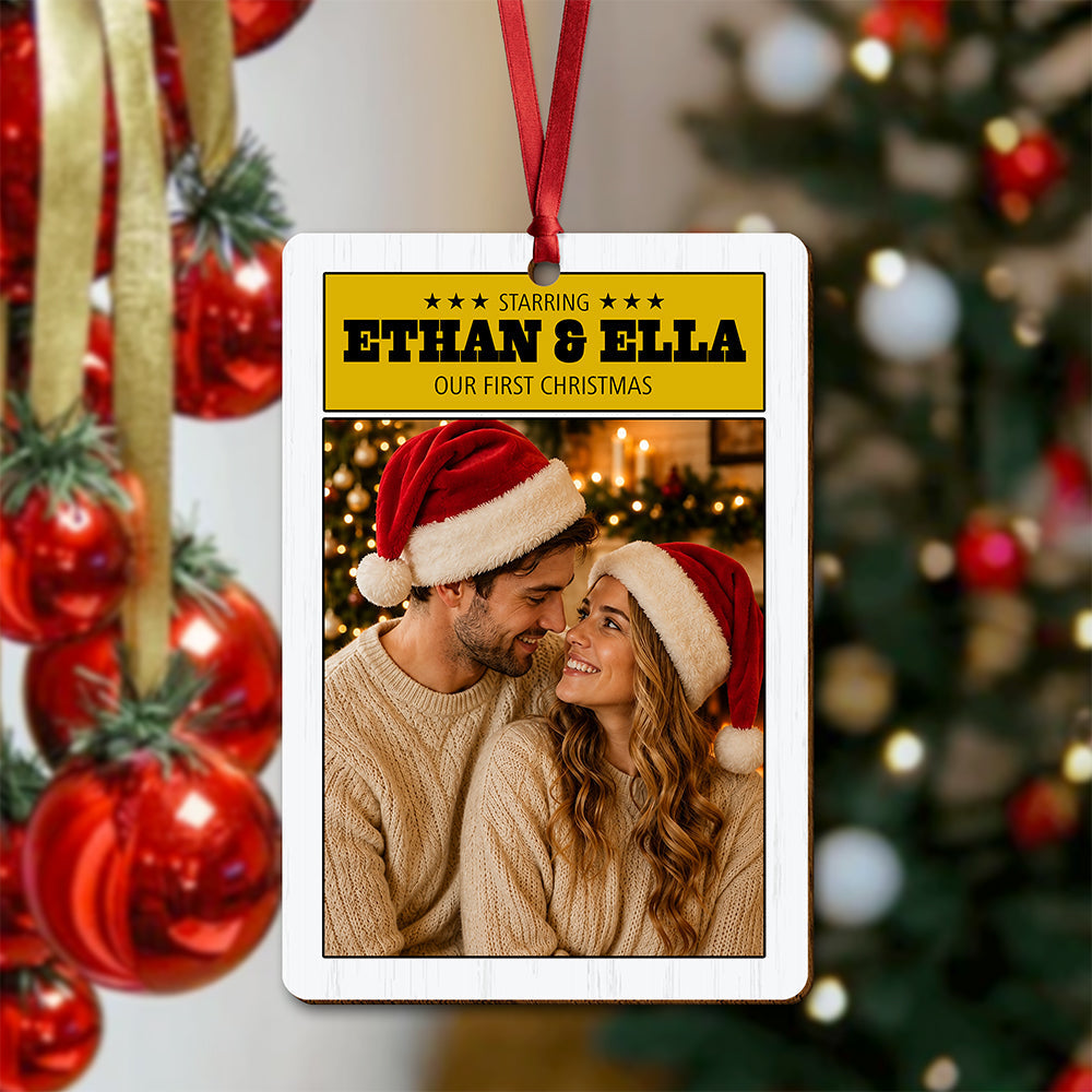 Custom Photo Our First Christmas Couple Wood Ornament HO82 903366