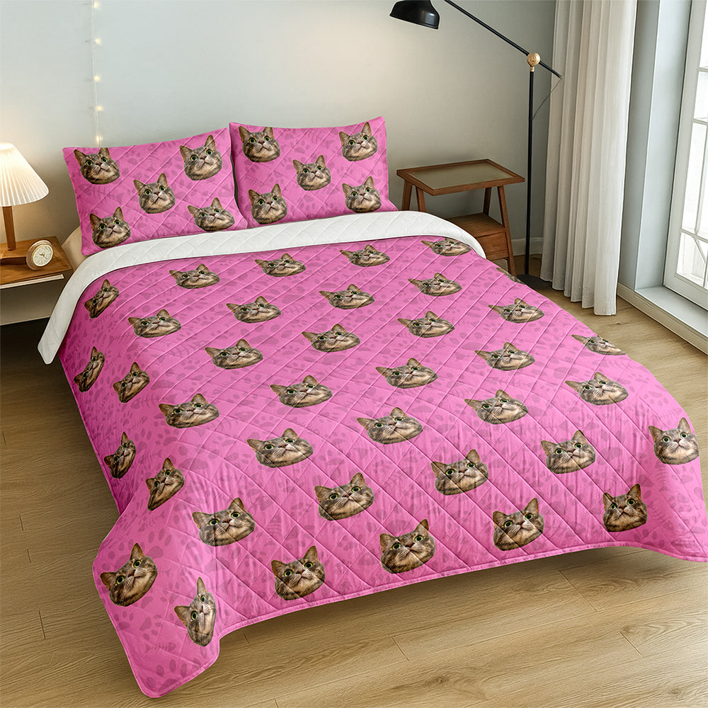 Custom Photo Dog Cat With Paw Quilt Bedding Set HO82 900714