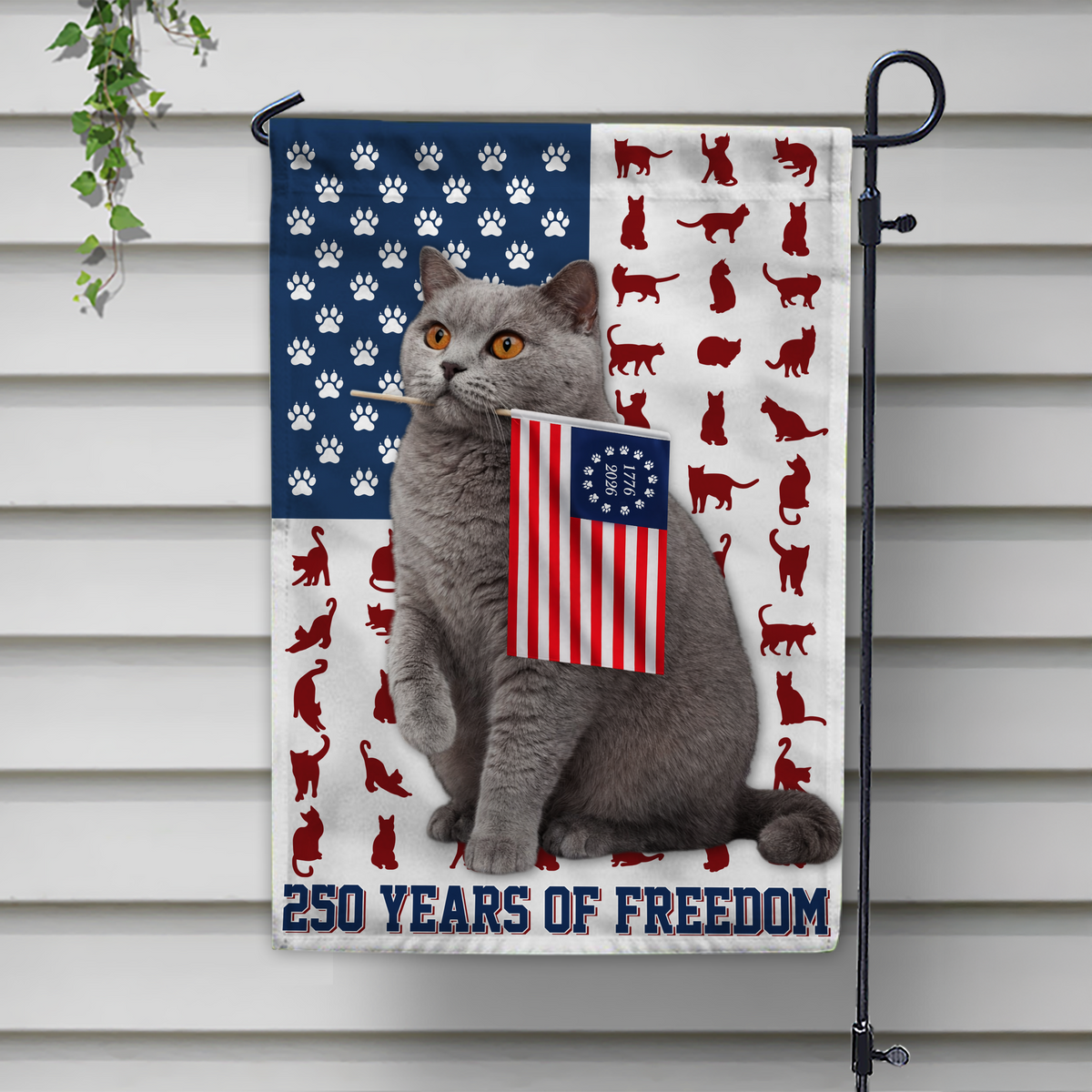 Custom Photo My Cat Loves America 250 Years of Freedom Patriotic Garden Flag HA75 898910