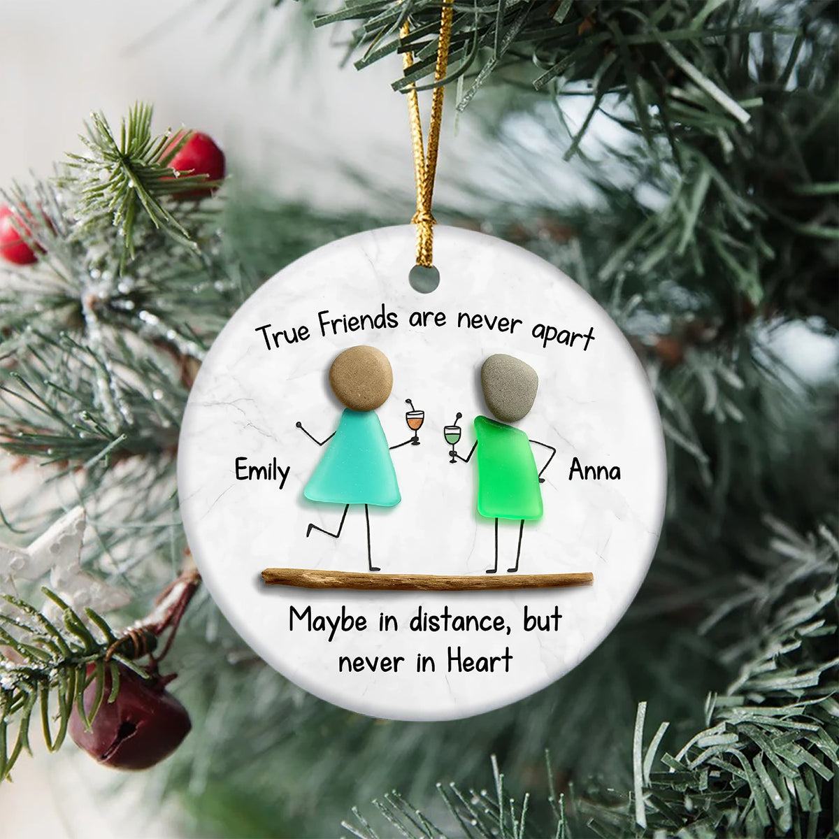 Custom Sea Glass True Friends Are Never In Apart 3D Effect Ceramic Ornament LM32 897107
