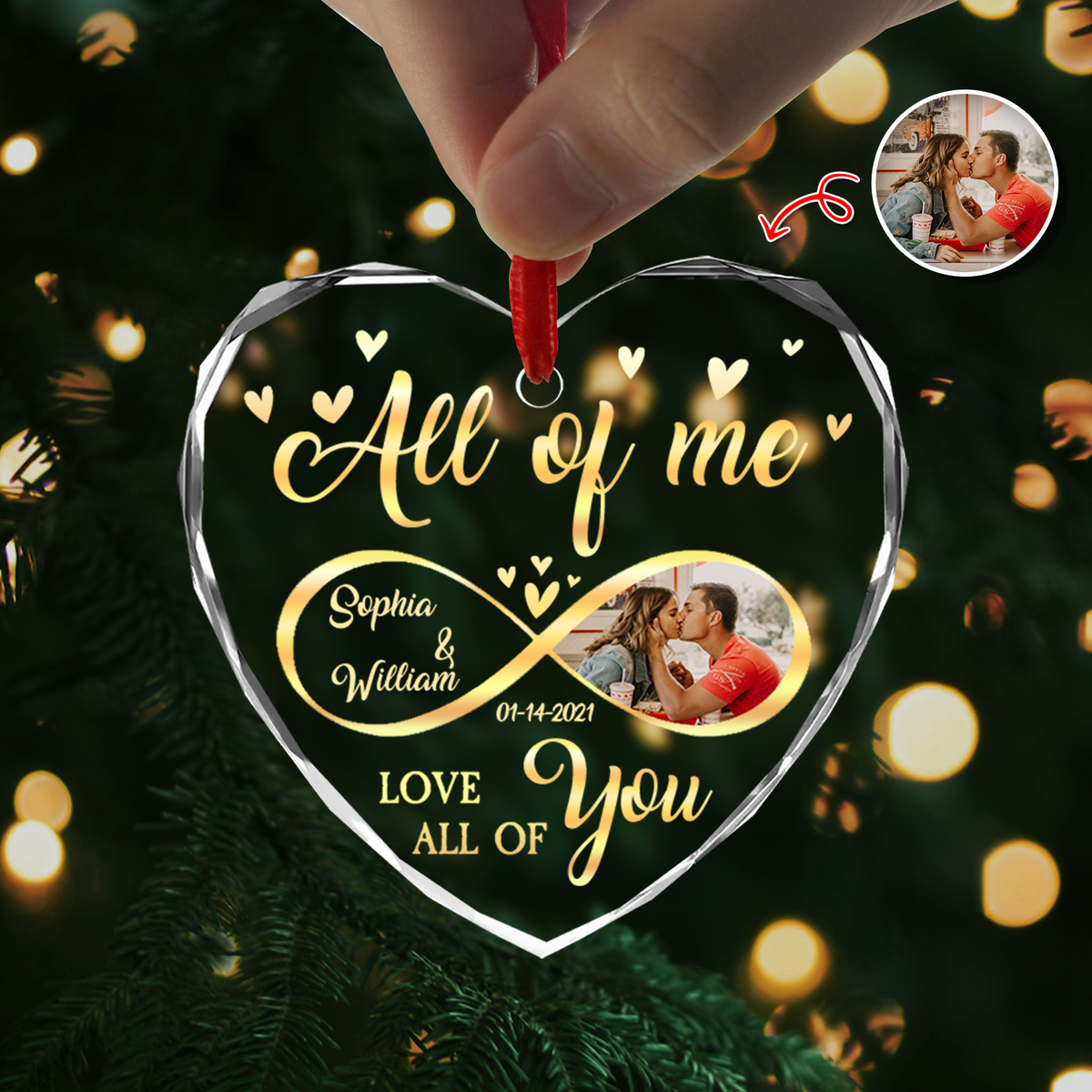 Custom Photo All Of Me Loves All Off You Couple Heart Shape Glass Ornament HA75 892836