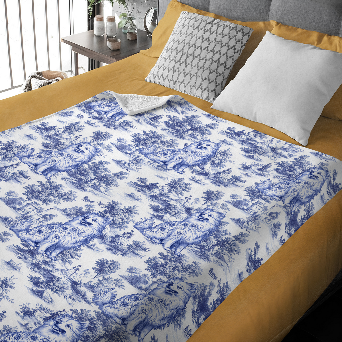 Personalized Dog Toile De Jouy Blanket For Dog Lovers HO82 894180