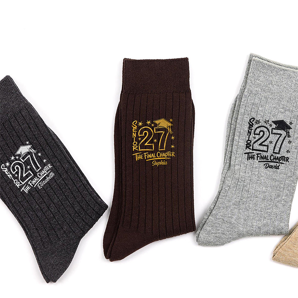 Personalized Name Senior 2027 - The Final Chapter Embroidered Socks HA75 922086