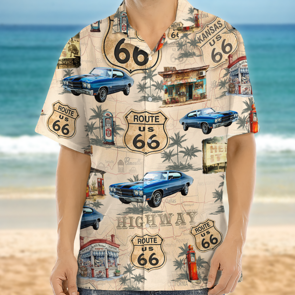 Custom Car Photo Rout 66 Authentic Hawaiian Shirt TH10 892551
