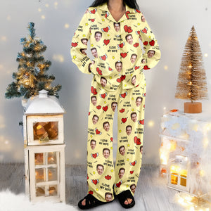 Custom Face Photo I Love You Cute Hearts Pajamas Perfect Gift for Couples LM32 897413
