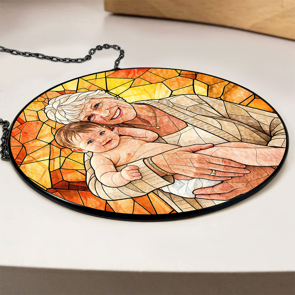 Custom Photo Stained Glass Suncatcher For Family TH10 170905