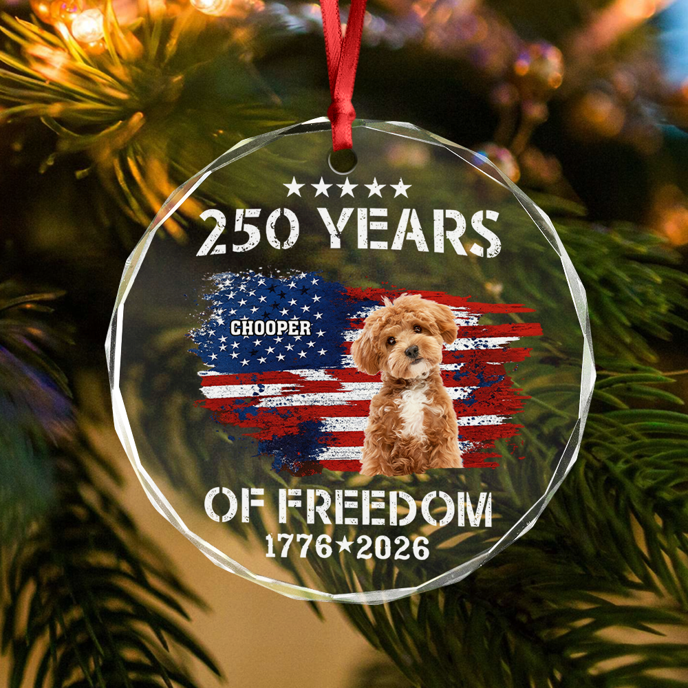 Custom Dog Photo American 250th Anniversary Glass Ornament LM32 895189