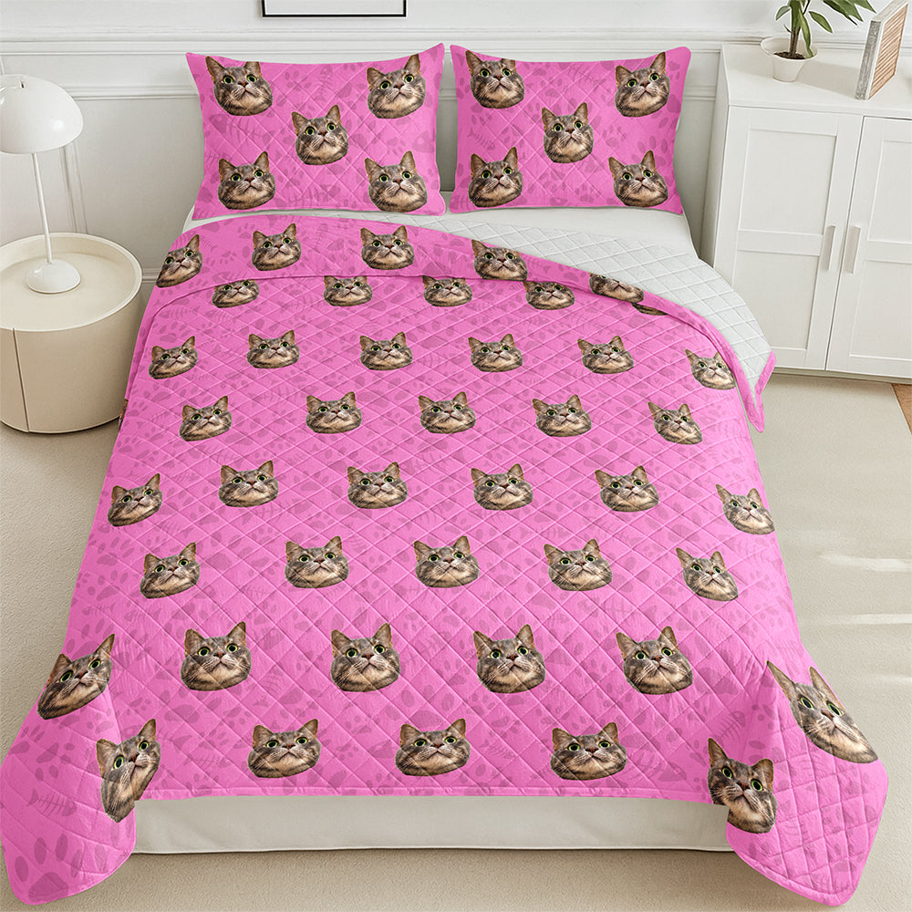 Custom Photo Dog Cat With Paw Quilt Bedding Set HO82 900714