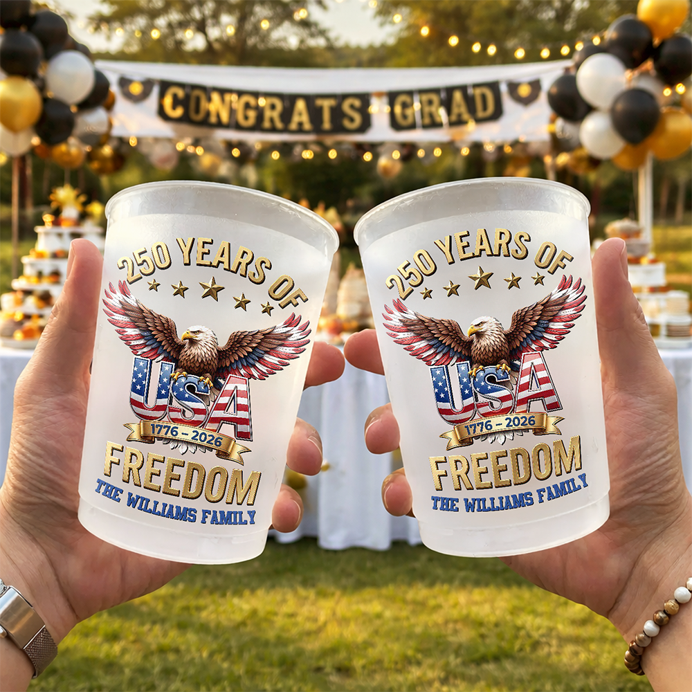 Custom Family Name 250 Years Of Freedom 1776-2026 Eagle Cups TH10 169701