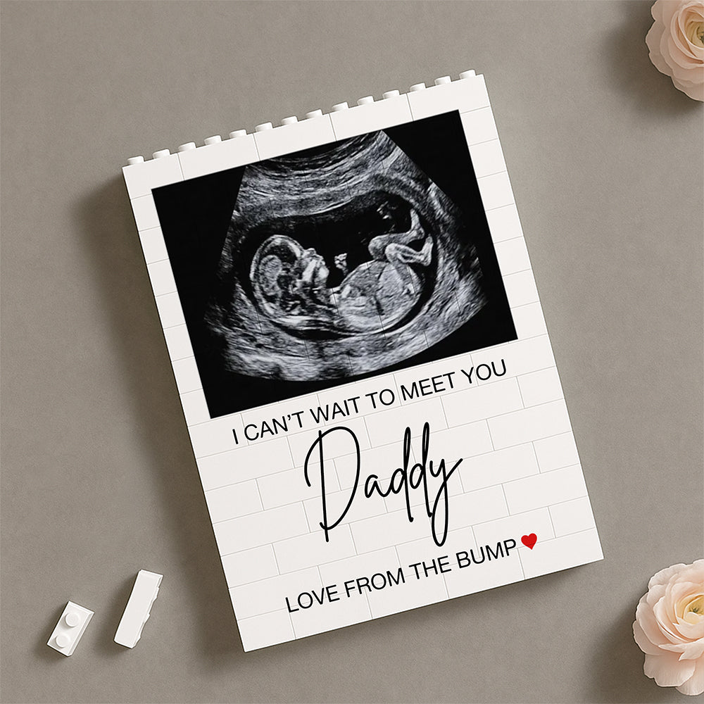Custom Photo Baby Scan Can't Wait To Meet Daddy Building Block, New Baby Gift LM32 669069