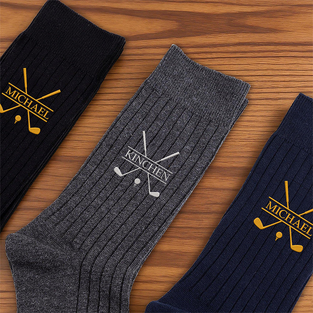 Personalized Name Golf Embroidered Socks - Personalized Gift for Golfers & Golf Lovers HA75 922100