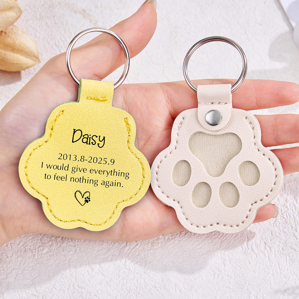 Custom Dog Name I Would Give Everything Memorial Leather Paw Keychain LM32 895729