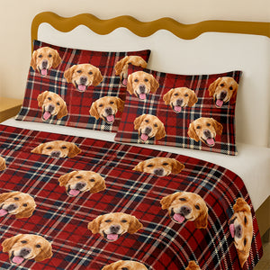 Custom Photo Dog With Christmas Pattern Quilt Bedding Set HA75 898228