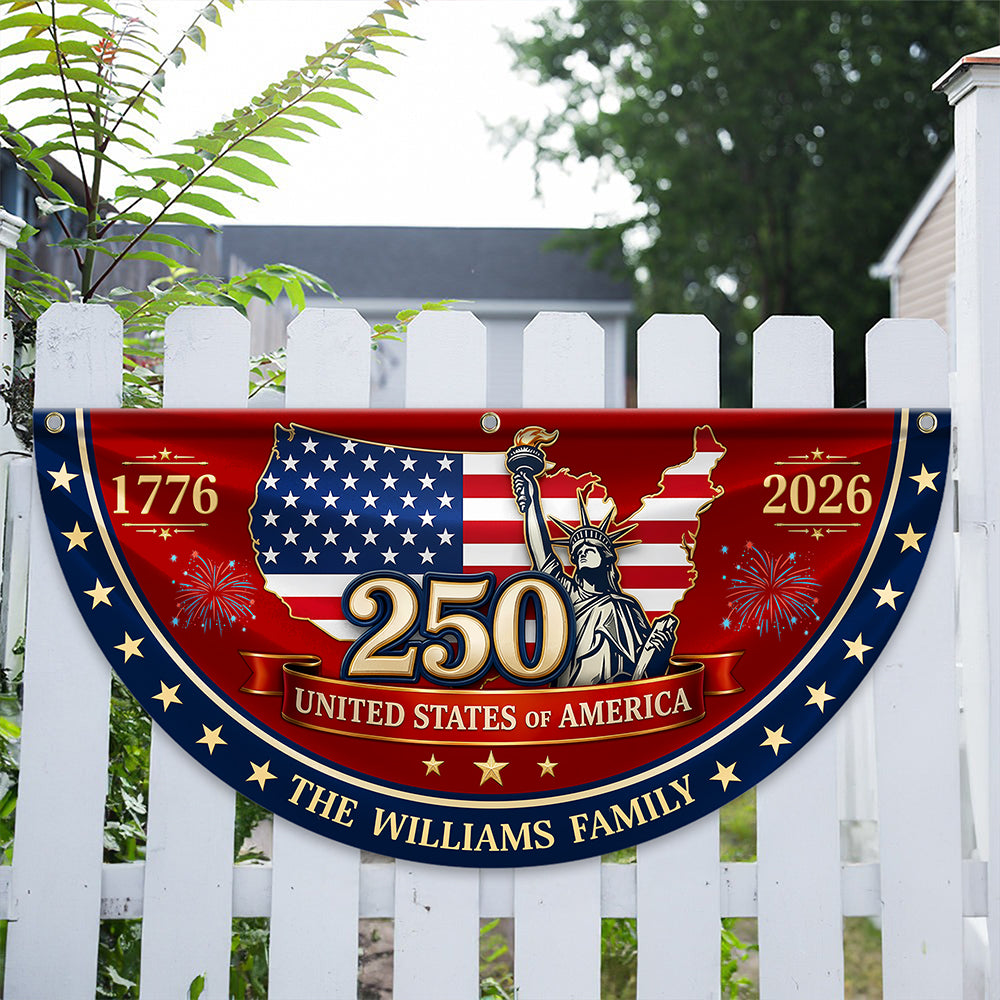 Custom Family Name 250 United States Of America 1776-2026 Non-Pleated Fan Flag CH07 911902