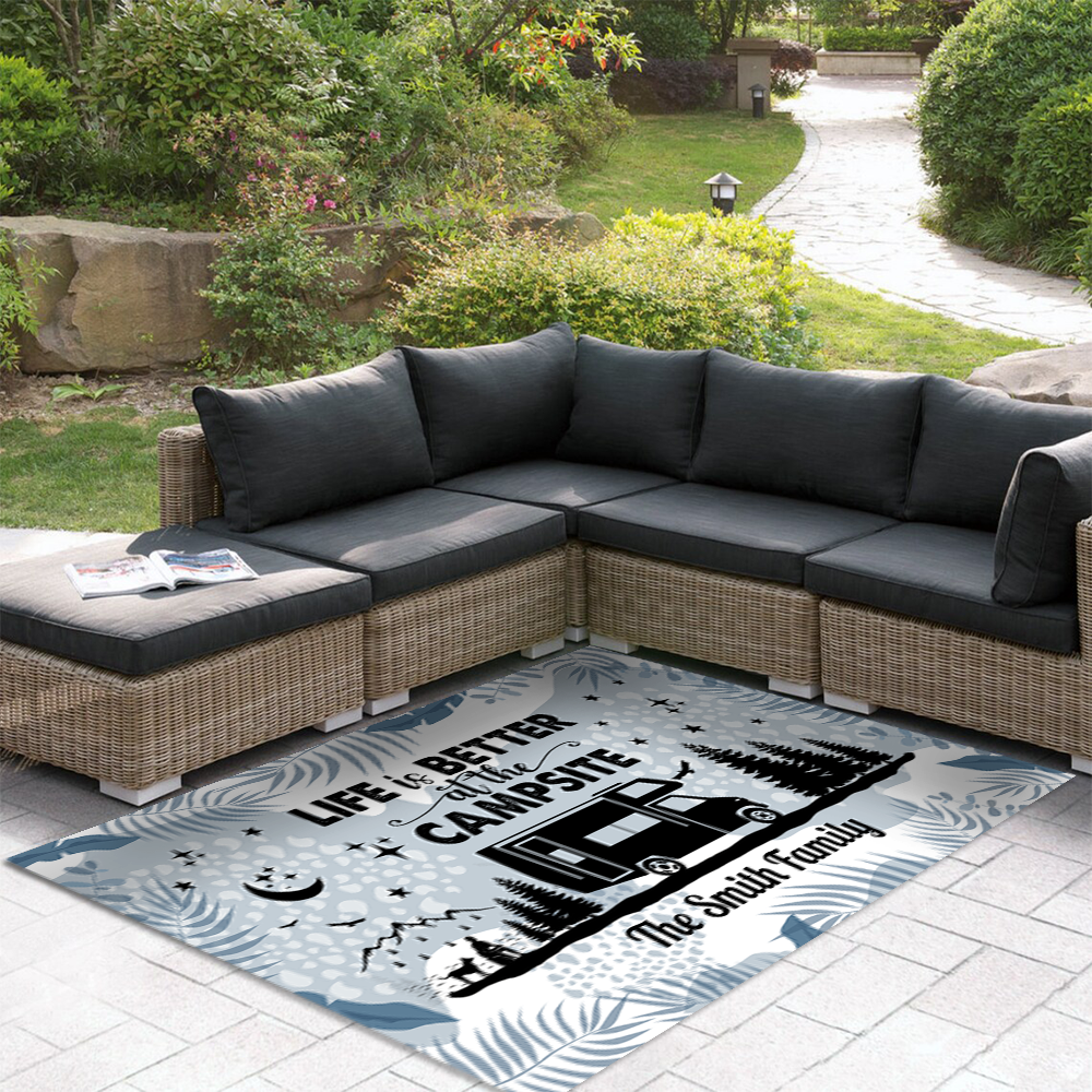 Personalized Name Tropical Summer Life Is Better At The Campsite Patio Rug, Patio Mat LM32 893779