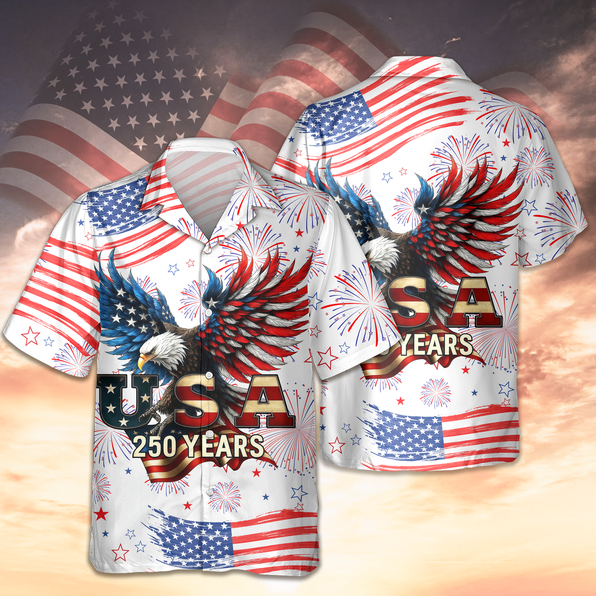 Patriotic Bald Eagle USA 250 Years Hawaii Shirt HA75 920148