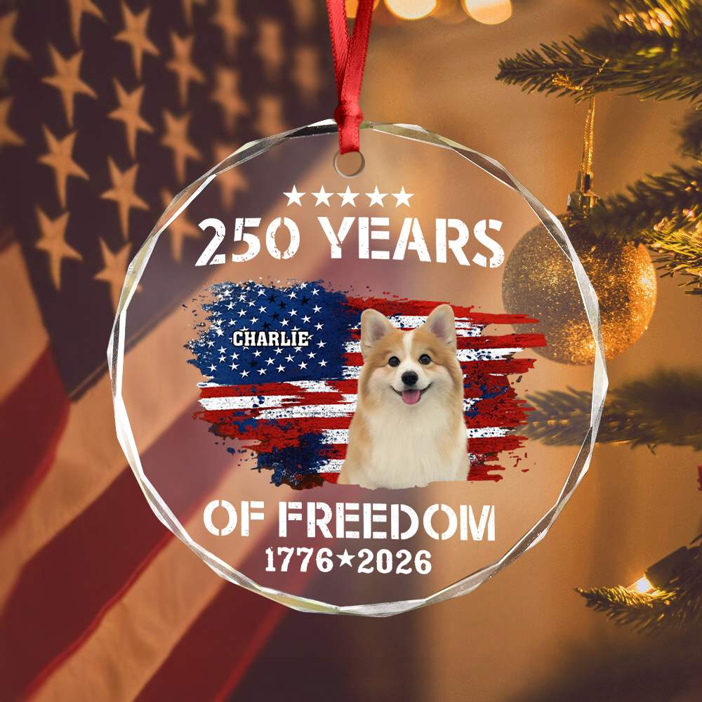 Custom Dog Photo American 250th Anniversary Glass Ornament LM32 895189