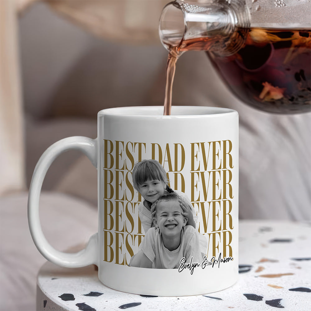 Personalized Vintage Photo Best Dad Mom Ever White Mug - Father’s Day Gift TH10 169959
