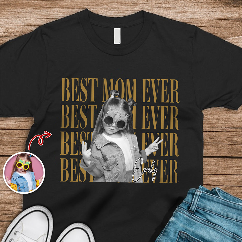 Personalized Vintage Photo Best Mom Ever Family Dark Shirt HA75 921586