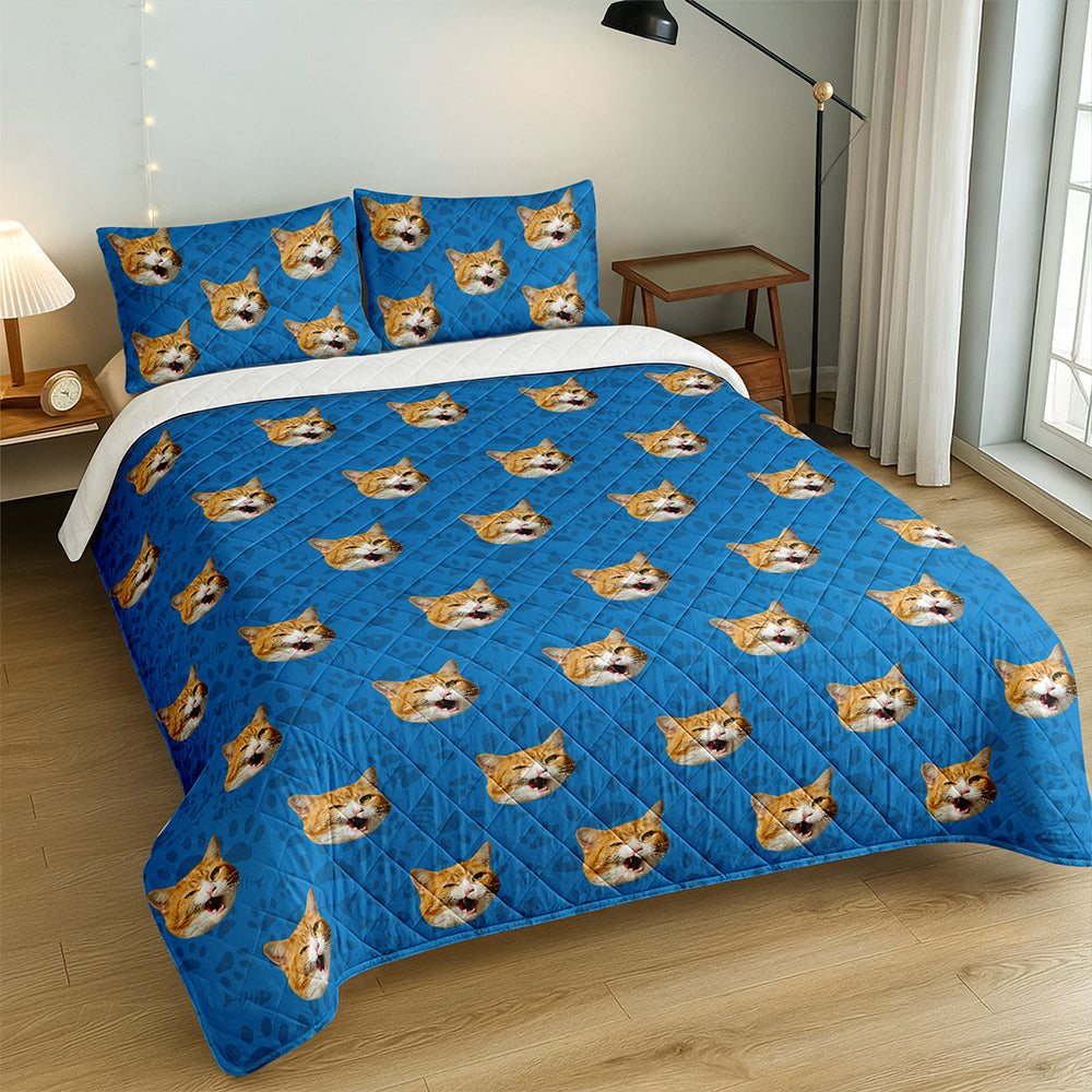 Custom Photo Dog Cat With Paw Quilt Bedding Set HO82 900714
