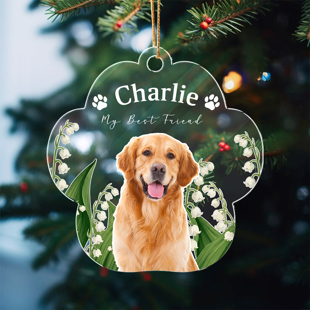 Custom Pet Photo Birth Flower Acrylic Ornament Gift for Pet Owners LM32 669751